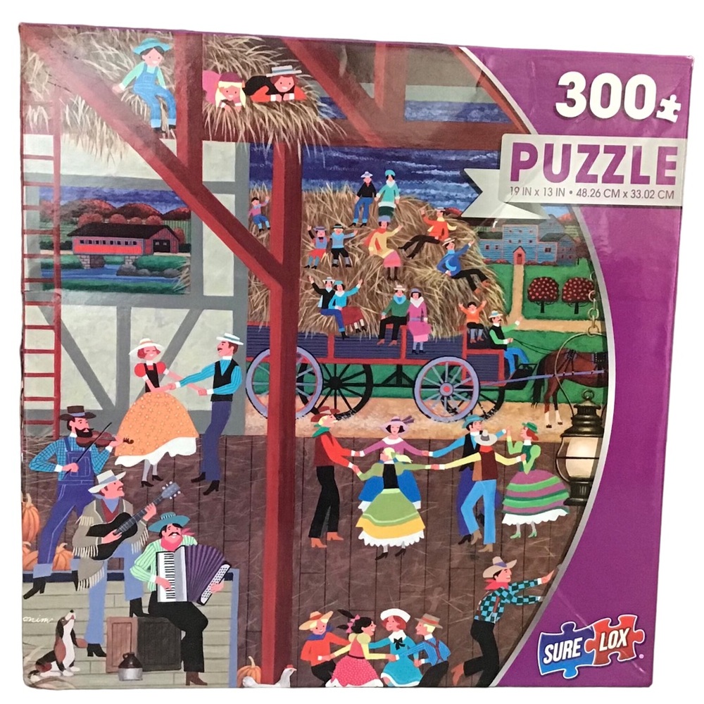 Barn Dance Jigsaw Puzzle Sure Lox 300 Pieces Wagon Hay Fiddle Guitar Accordion